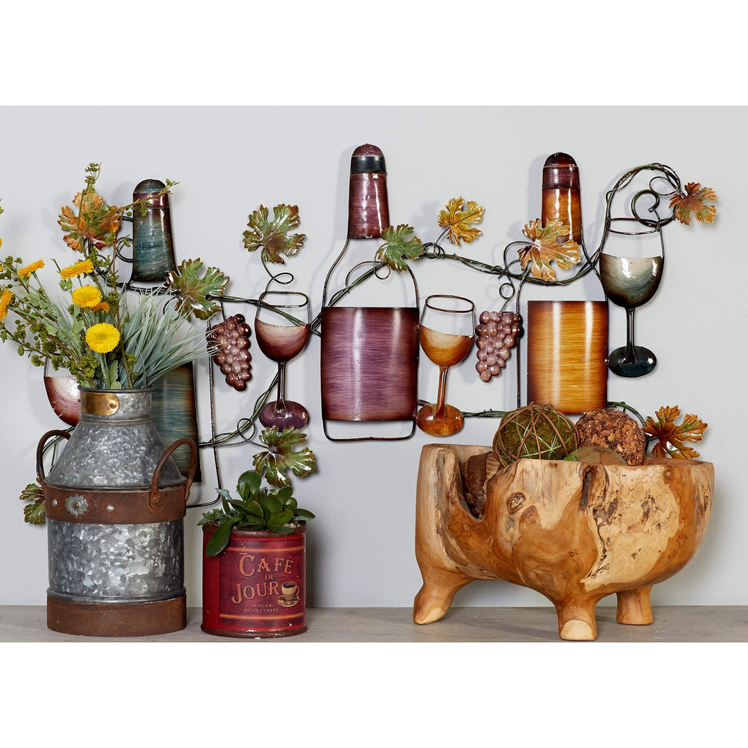 Metal Wine Wall Decor Multi Color Traditional