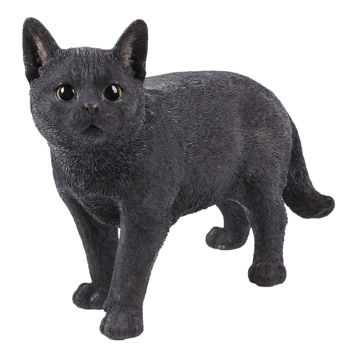 Black Cat Walking Looking Left Statue Polyresin