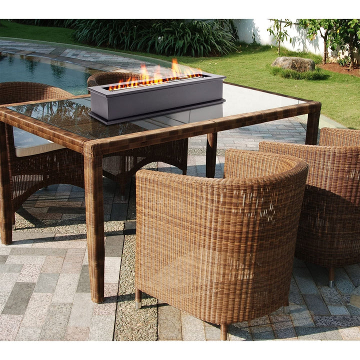 Loom X Tabletop Gas Fire Pit Black Square Metal - Diamond Home USA