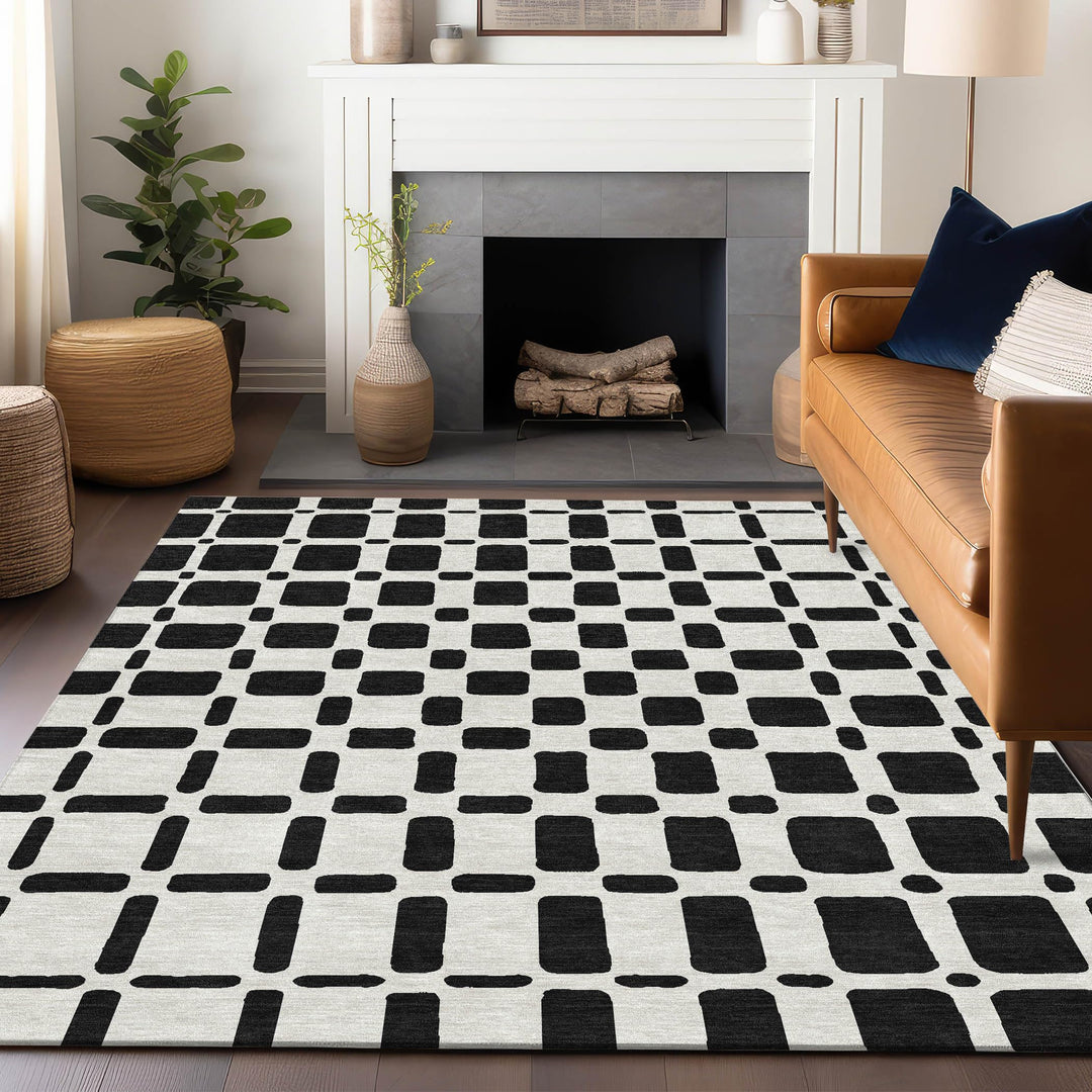 Addison Rugs Chantille ACN871 Black 5' x 7'6" Indoor/Outdoor Machine Washable - Diamond Home USA