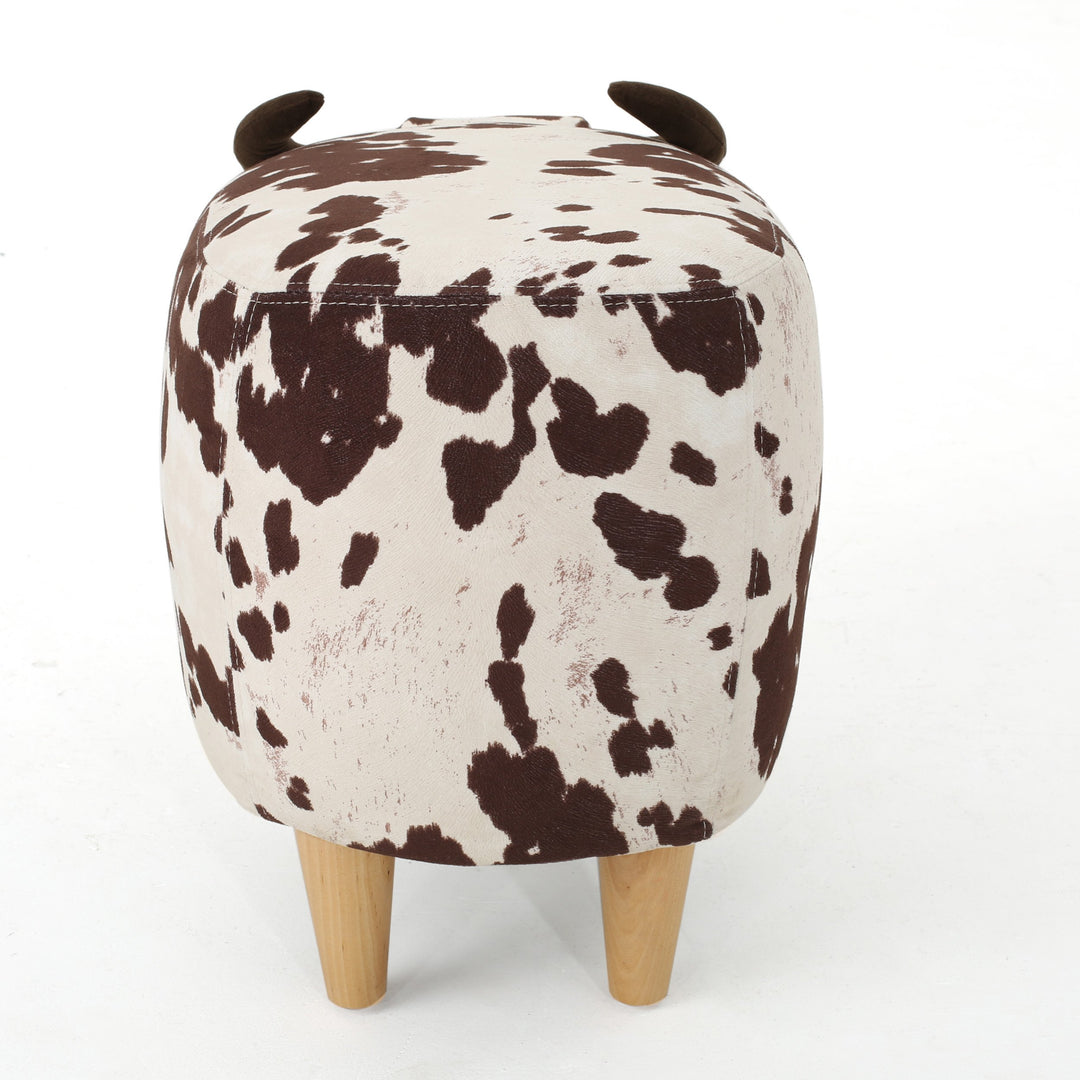 Christopher Knight Home Bessie Patterned Velvet Cow Ottoman Milk Cow / White