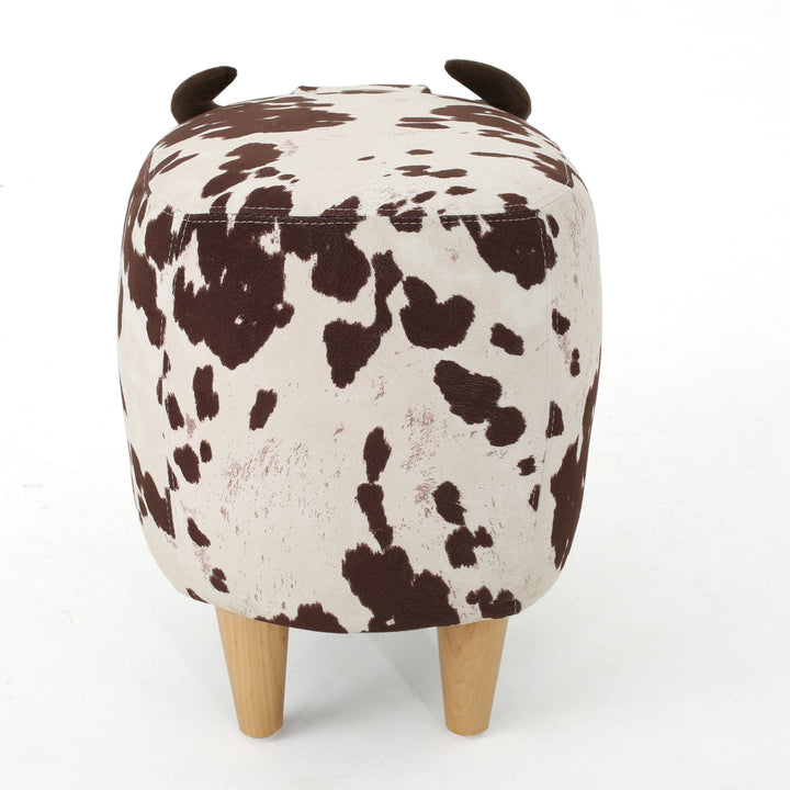 Christopher Knight Home Bessie Patterned Velvet Cow Ottoman Milk Cow / White