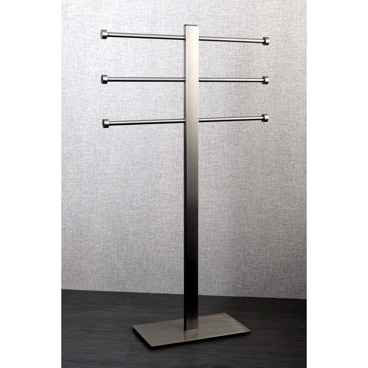 Brushed Nickel Freestanding Stainless Steel Towel Holder - Grey Metal Finish