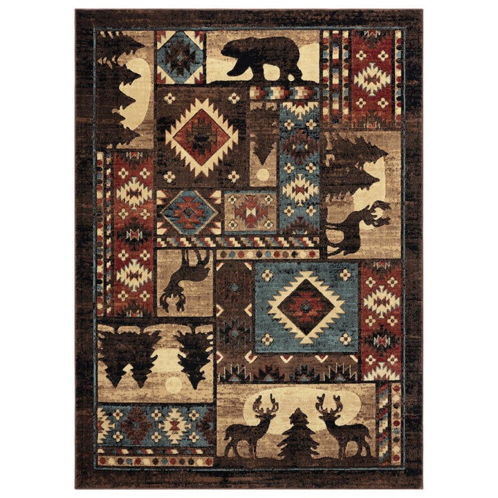Home Dynamix Buffalo Bear Rustic Area Rug Brown/Red 5'2"x7'2" Rectangular
