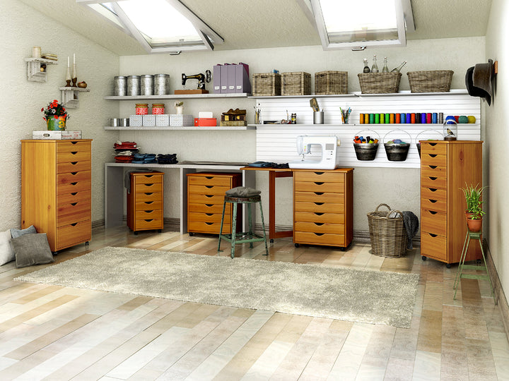 Adeptus Original Quick-2-Connect Roll Cart Solid Wood 6+2 Drawer Narrow - Diamond Home USA