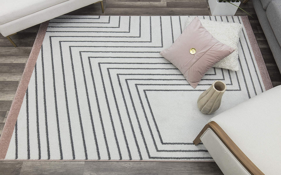 Rugs America Lines Contemporary Geometric Rug Howlite MN30A 8'0"X10'0" Area Rug - Diamond Home USA