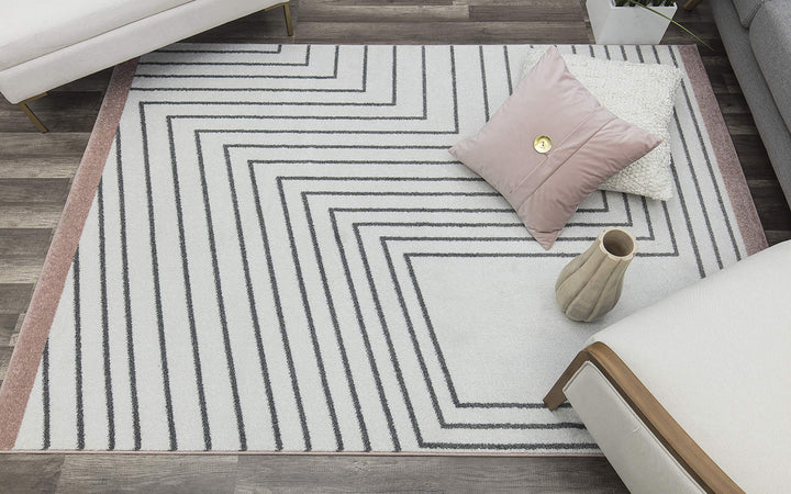 Rugs America Lines Contemporary Geometric Rug Howlite MN30A 8'0"X10'0" Area Rug - Diamond Home USA