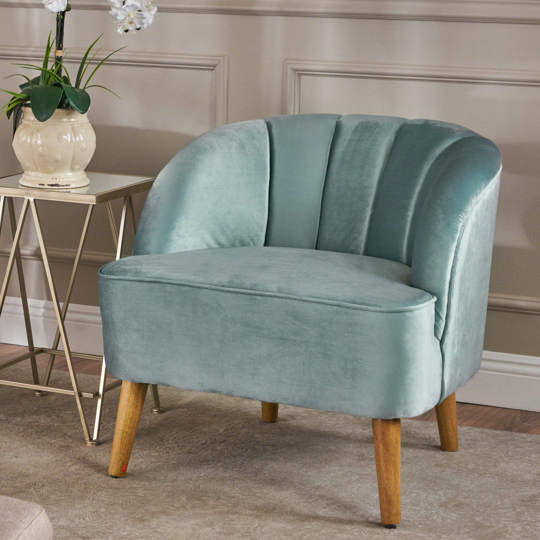 Christopher Knight Home Amaia Modern Velvet Club Chair Seafoam Blue / Walnut - Diamond Home USA