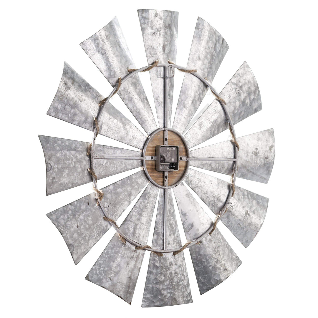 Grey Black Windmill Clock Oversized Rustic Farmhouse Theme Western French - Diamond Home USA