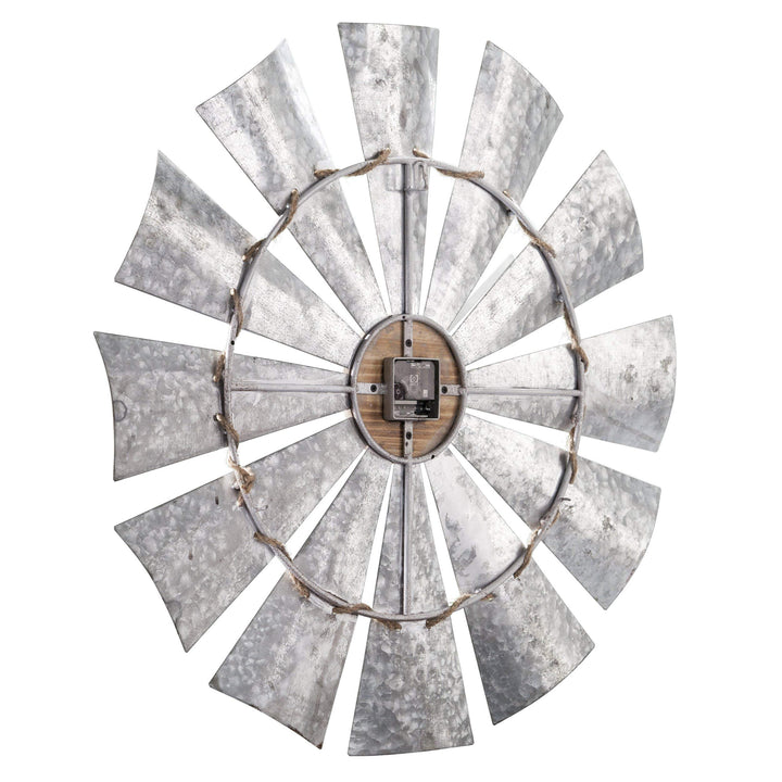 Grey Black Windmill Clock Oversized Rustic Farmhouse Theme Western French - Diamond Home USA
