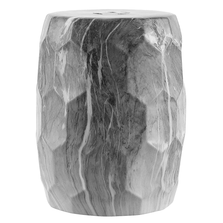 Ceramic Decorative Garden Stool Black Modern Contemporary Glossy - Diamond Home USA