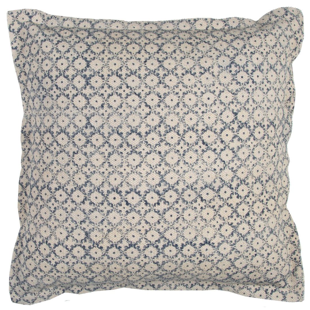 Rizzy Home|T12239|Poly Fill Decorative Pillow|22"x22" Blue/Neutral/White Ditsy