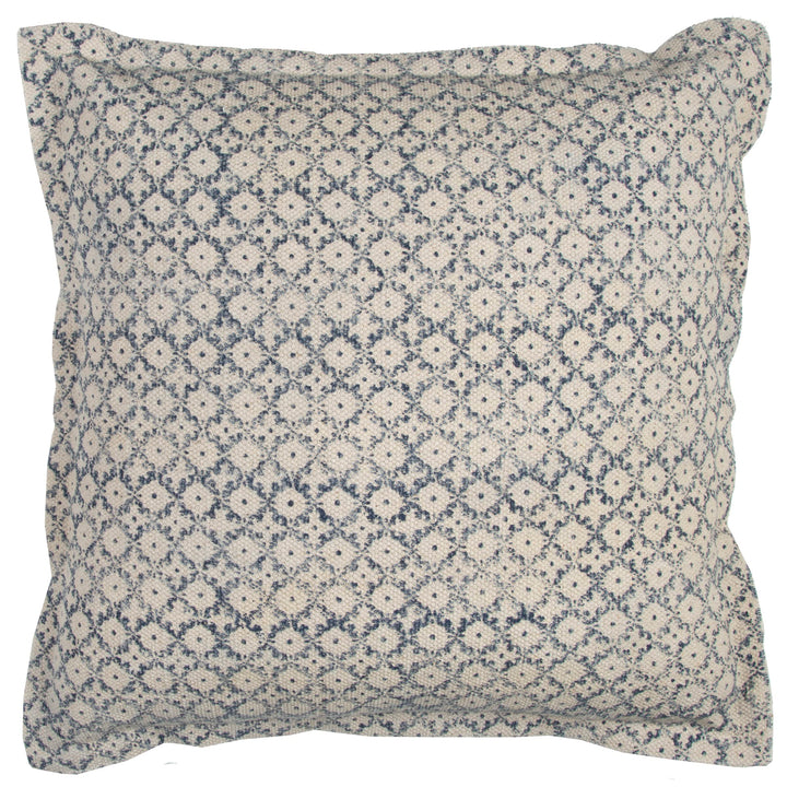Rizzy Home|T12239|Poly Fill Decorative Pillow|22"x22" Blue/Neutral/White Ditsy