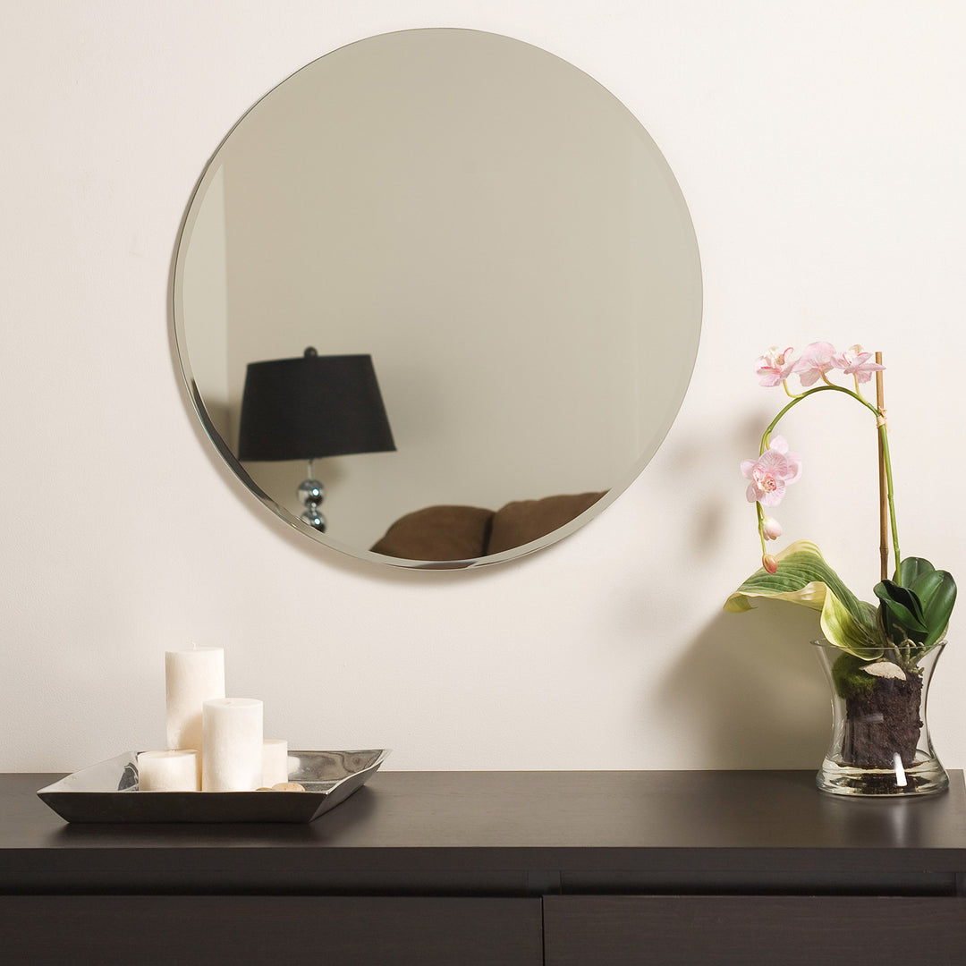 Decor Wonderland Frameless Round Beveled Mirror - Diamond Home USA