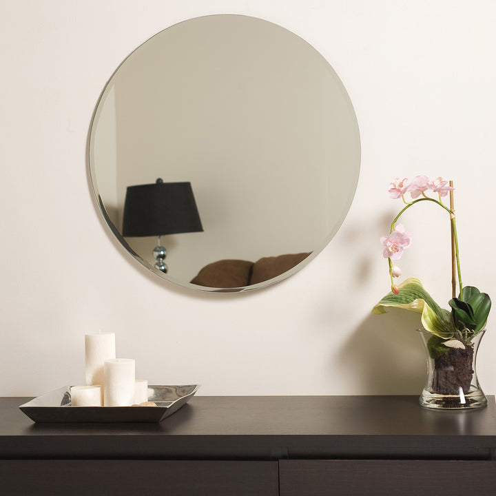Decor Wonderland Frameless Round Beveled Mirror - Diamond Home USA