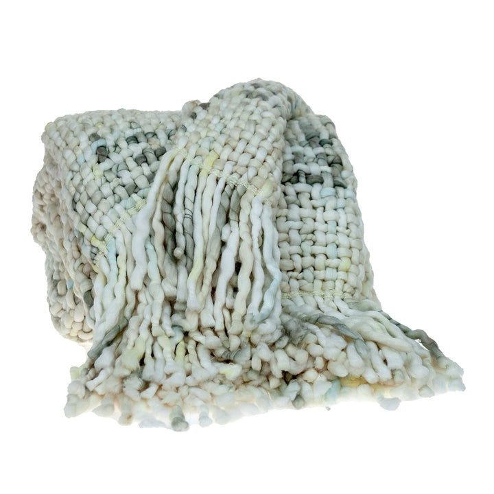 White 52 X 60 Handloom Throw Blanket Textured Casual Acrylic - Diamond Home USA