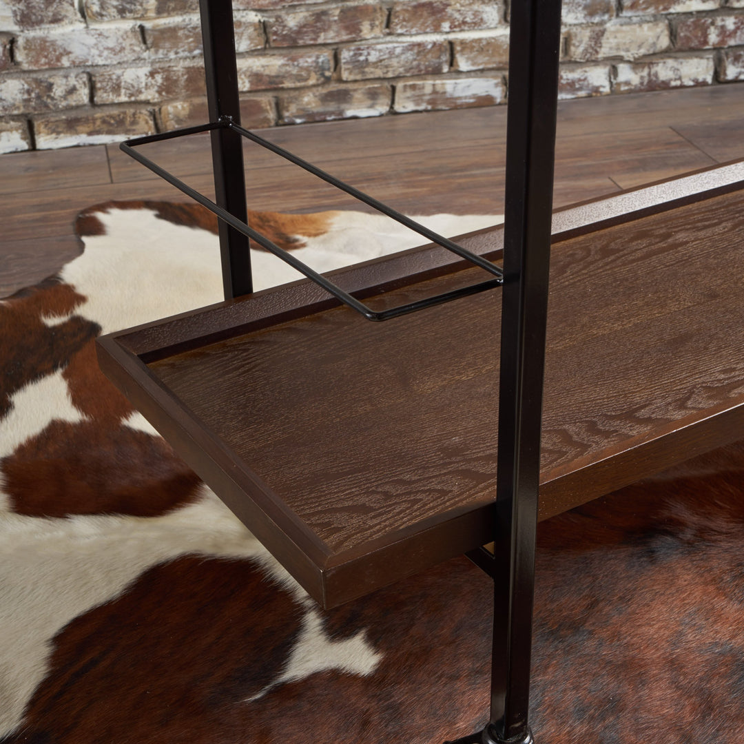 Christopher Knight Home Gerard Industrial Wooden ar Cart Dark Walnut Finish / - Diamond Home USA