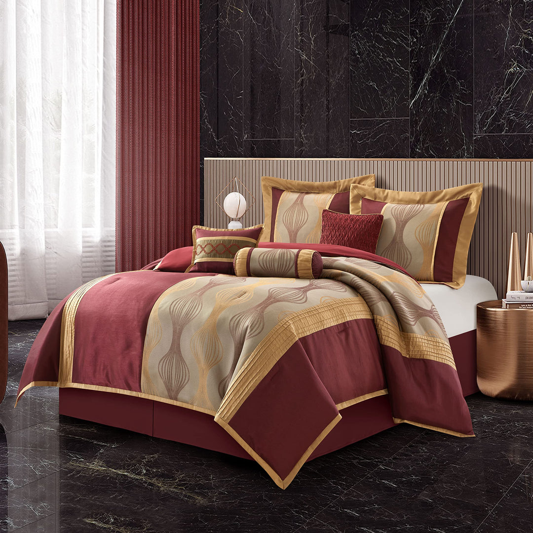 7 Piece n Color Geometric Comforter Cal California Set