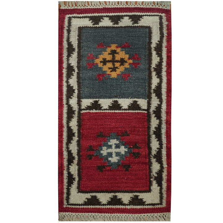 Herat Oriental Indo Hand Woven Tribal Vegetable Dye Kilim Wool ug 1'8" x 3'3"
