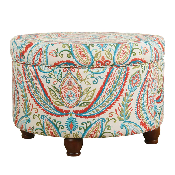 Red Blue Floral n 17 Inch Medium Size Flower n Square Storage - Diamond Home USA