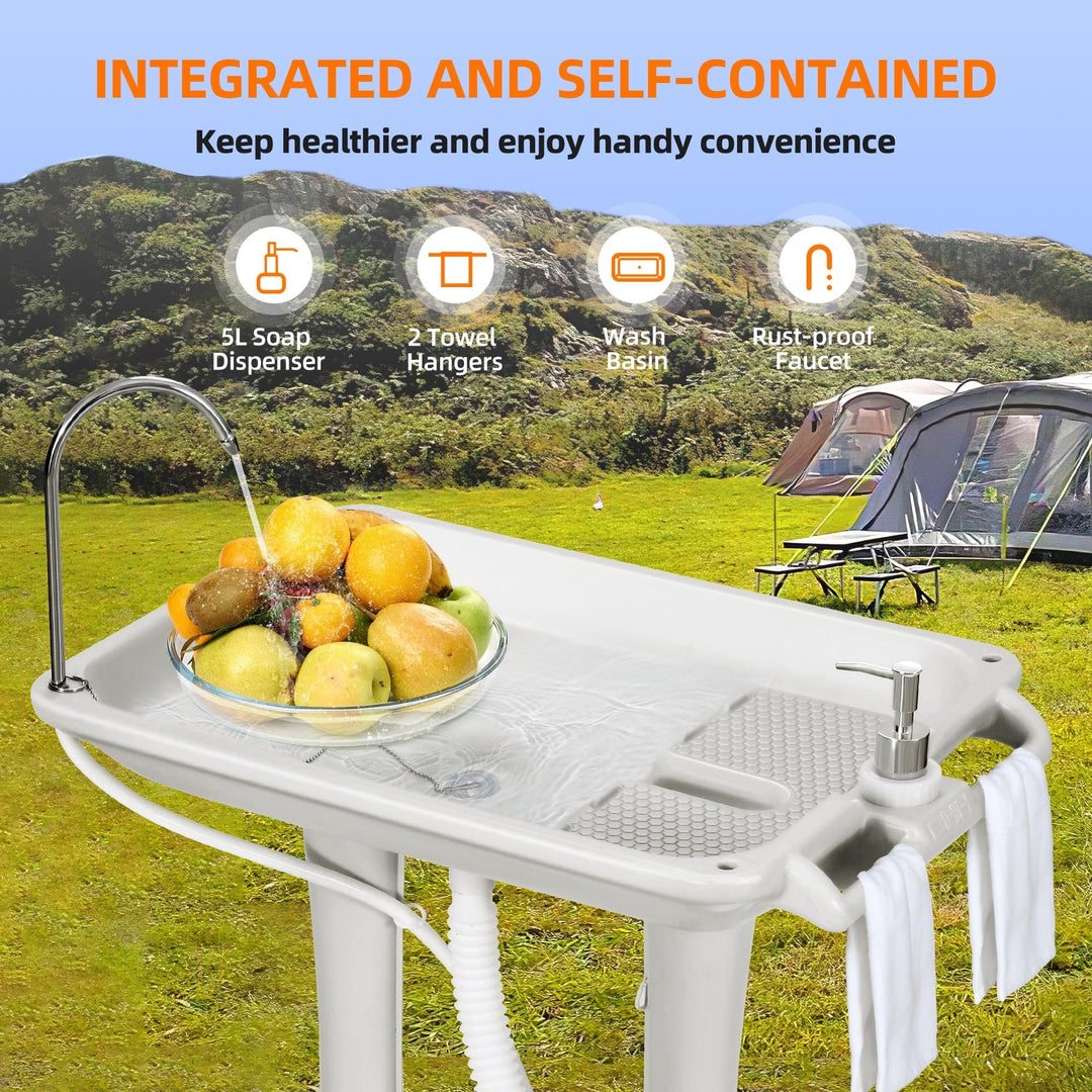 Portable Sink Camping 30l with Rolling heels Hand ashing Station Sewage Tank - Diamond Home USA
