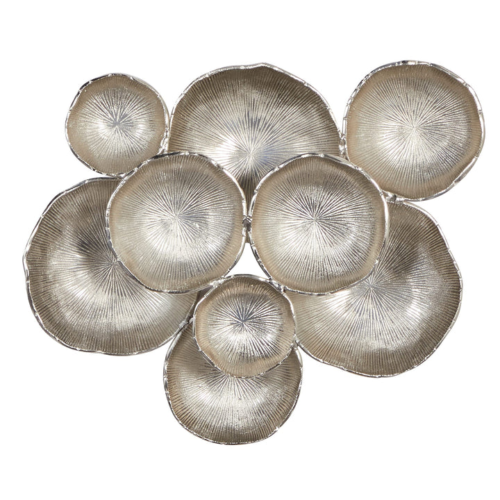 Abstract Round Silver Metal Wall 24" X 20" Modern Contemporary Silver - 24"W, 20"H