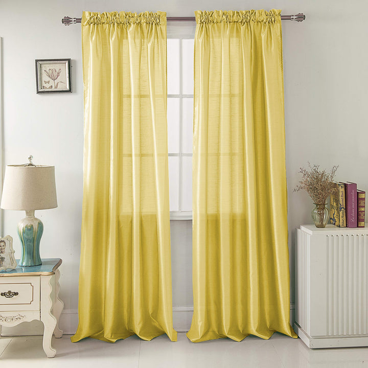 RT Designers Collection 54 X 84 Lemon Nikki Faux Silk Rod Pocket Curtain Panel