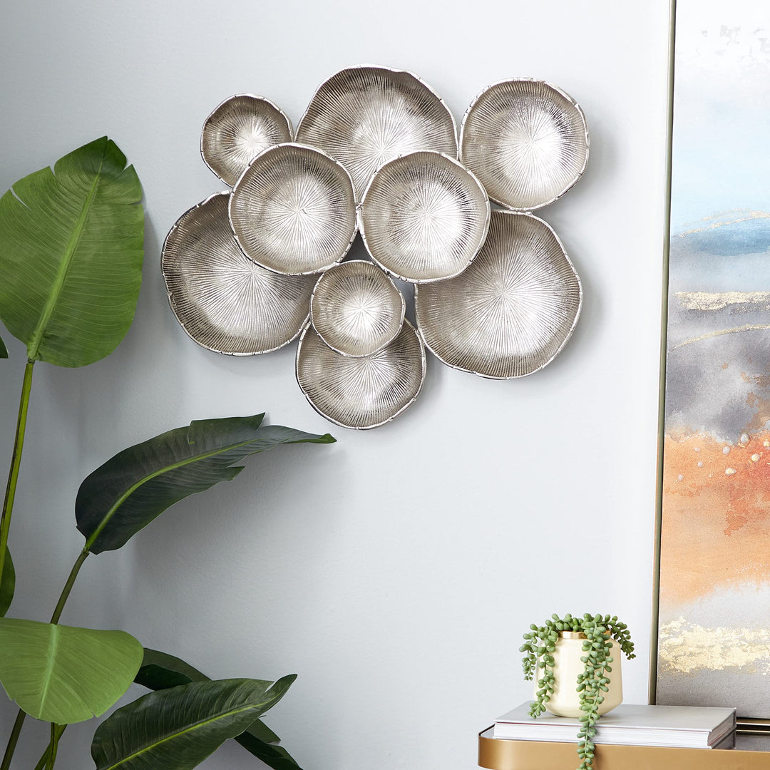 Abstract Round Silver Metal Wall 24" X 20" Modern Contemporary - Diamond Home USA