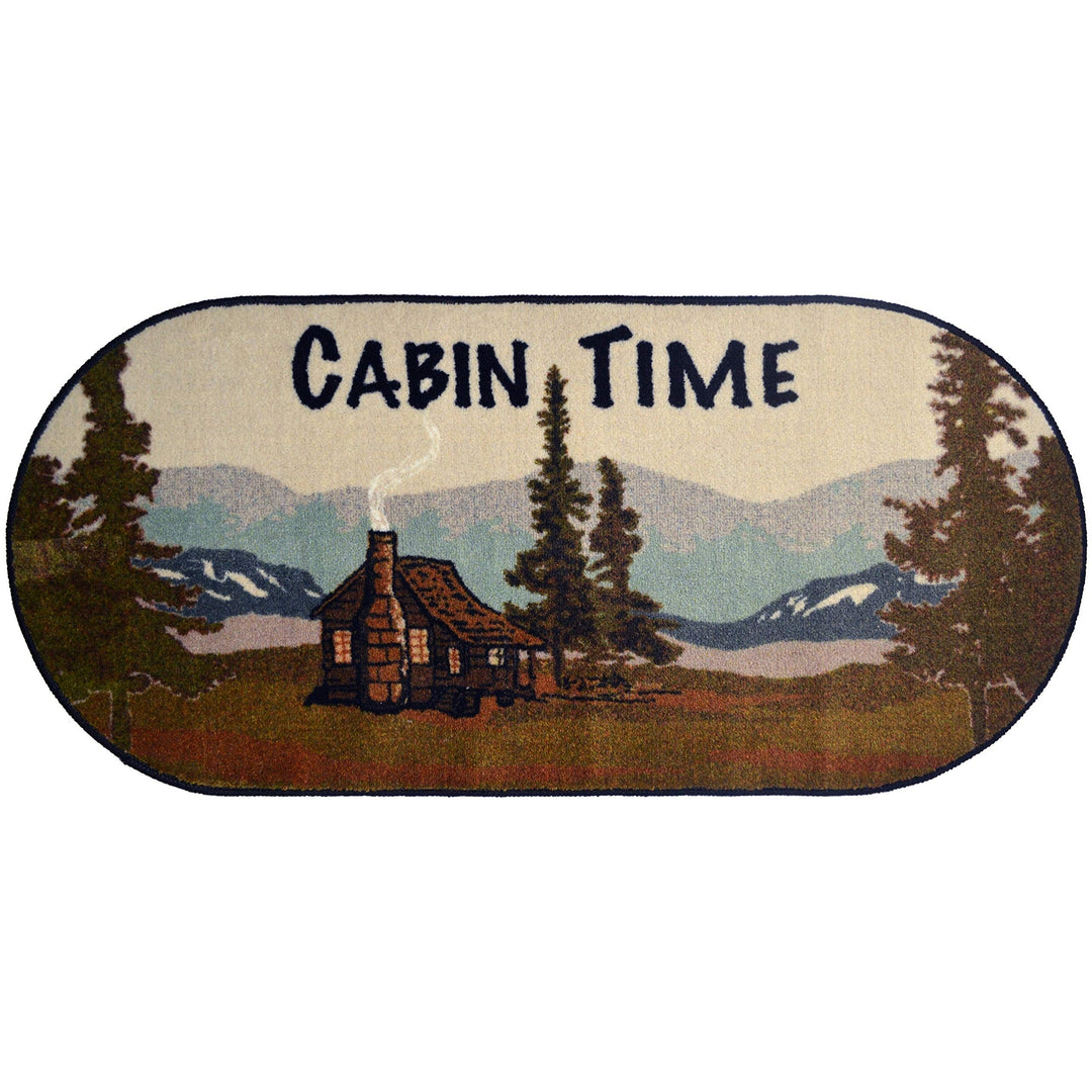 Time Rubber Back Accent Rug 20"x44" Oval - 1'8" X 3'8" Brown Nature Lodge