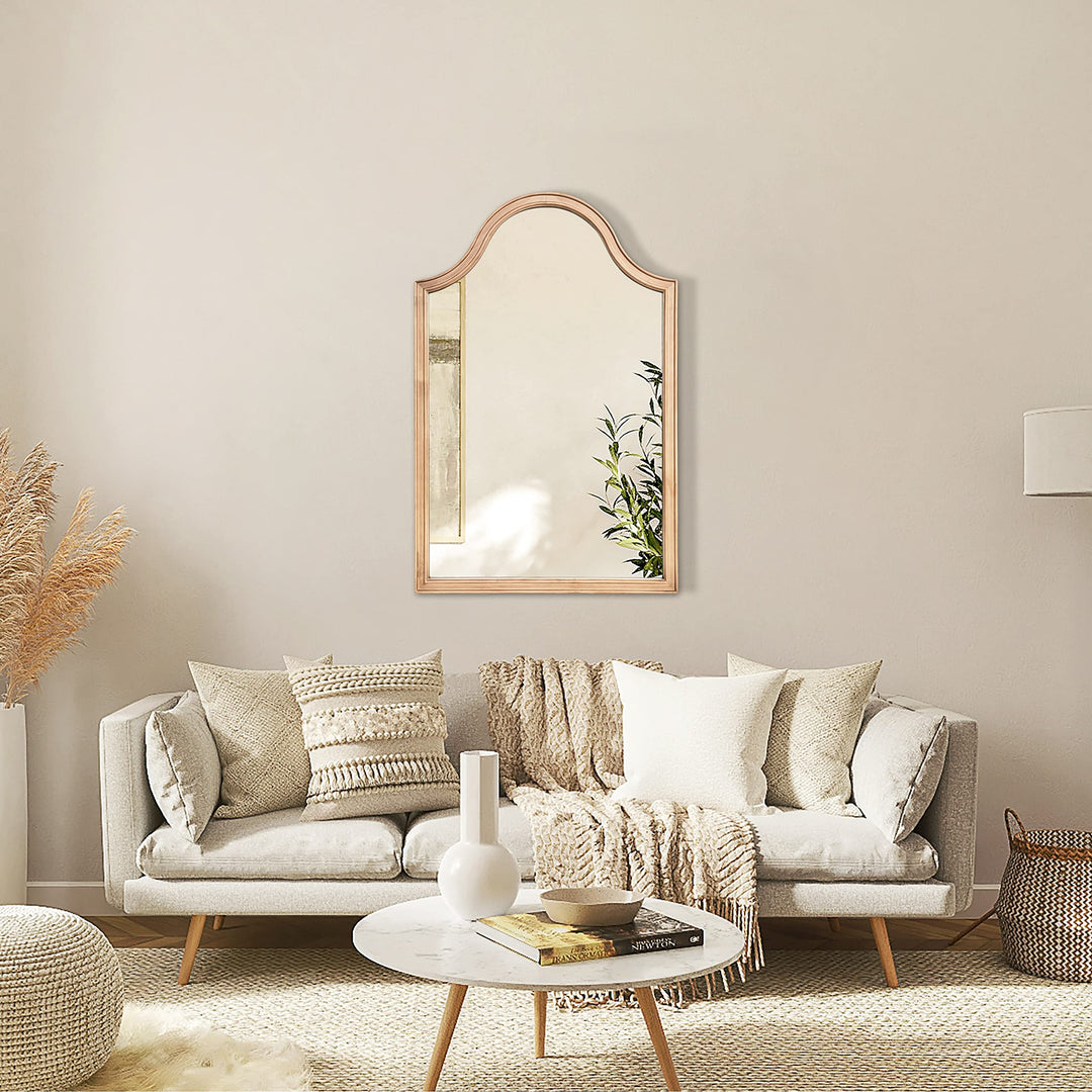 24'' X 36'' Wooden Arched Curved Top Wall Mirror for D Cor Rustic Brown