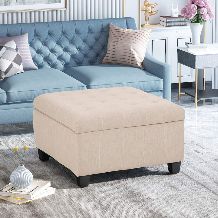 Christopher Knight Home Hedda Tufted Fabric Storage Ottoman Dark Gray+Dark