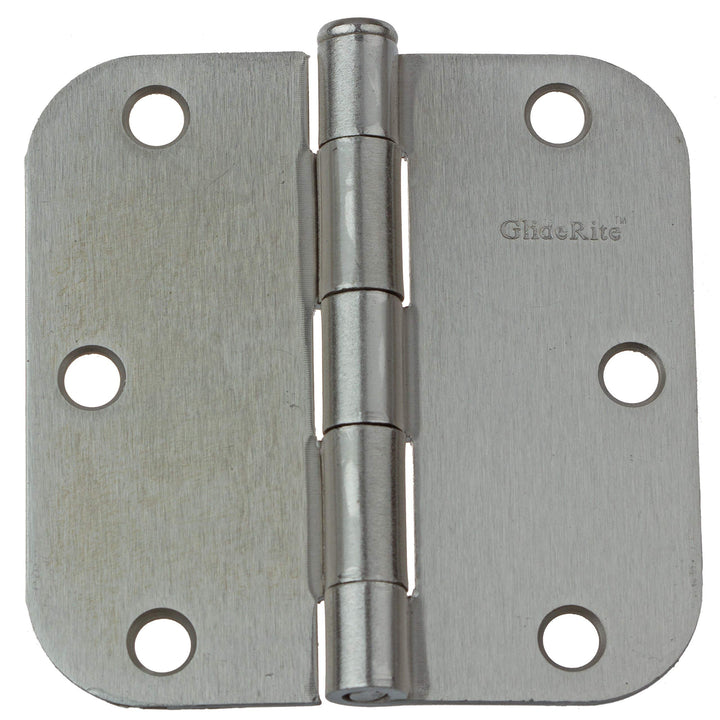 3.5" x 5/8" Radius Satin Nickel Door Hinges (Pack of 12) Metal