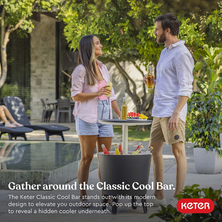 Keter Modern Cool Bar Outdoor Patio Furniture and Hot Tub Side Table