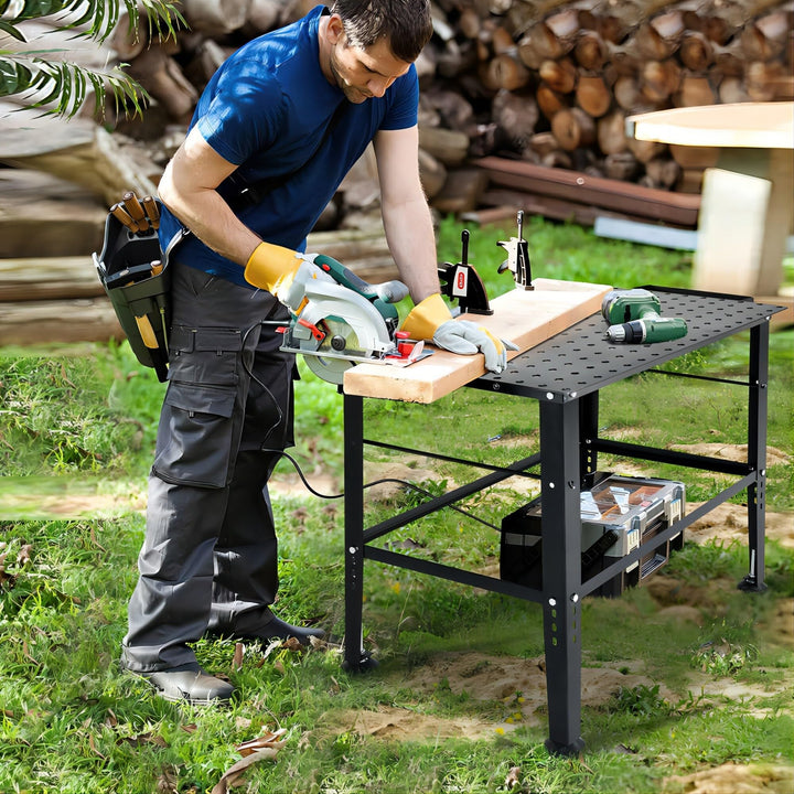 36 "X 24" Heavy-Duty Metal Welding Workbench with Tool Storage Drawer Black - Diamond Home USA