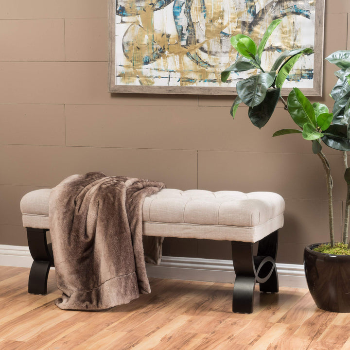 Christopher Knight Home Scarlett Fabric Ottoman Bench Dark