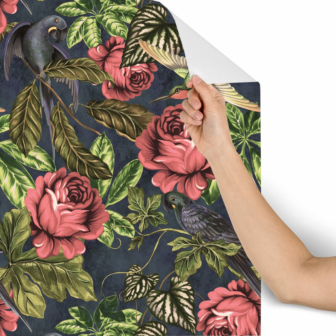 Vintage Floral Pattern Removable Wallpaper 10'ft H X 24''inch W Green Red Modern - Diamond Home USA