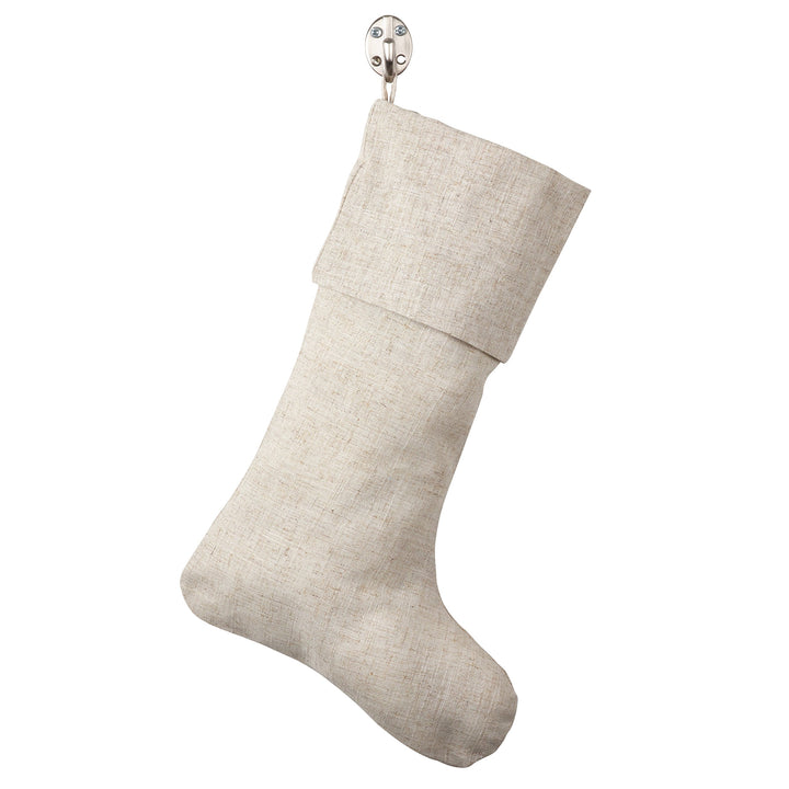SARO LIFESTYLE Natural Linen Blend Christmas Stocking 7" x 15"