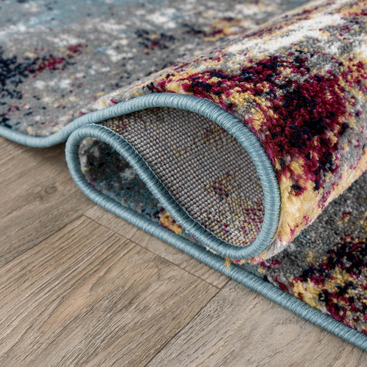 Rugshop Distressed Abstract Watercolor Area Rug