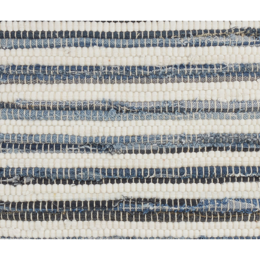 Striped Denim Down Filled Throw Pillow Blue Stripe Traditional Cotton - Diamond Home USA