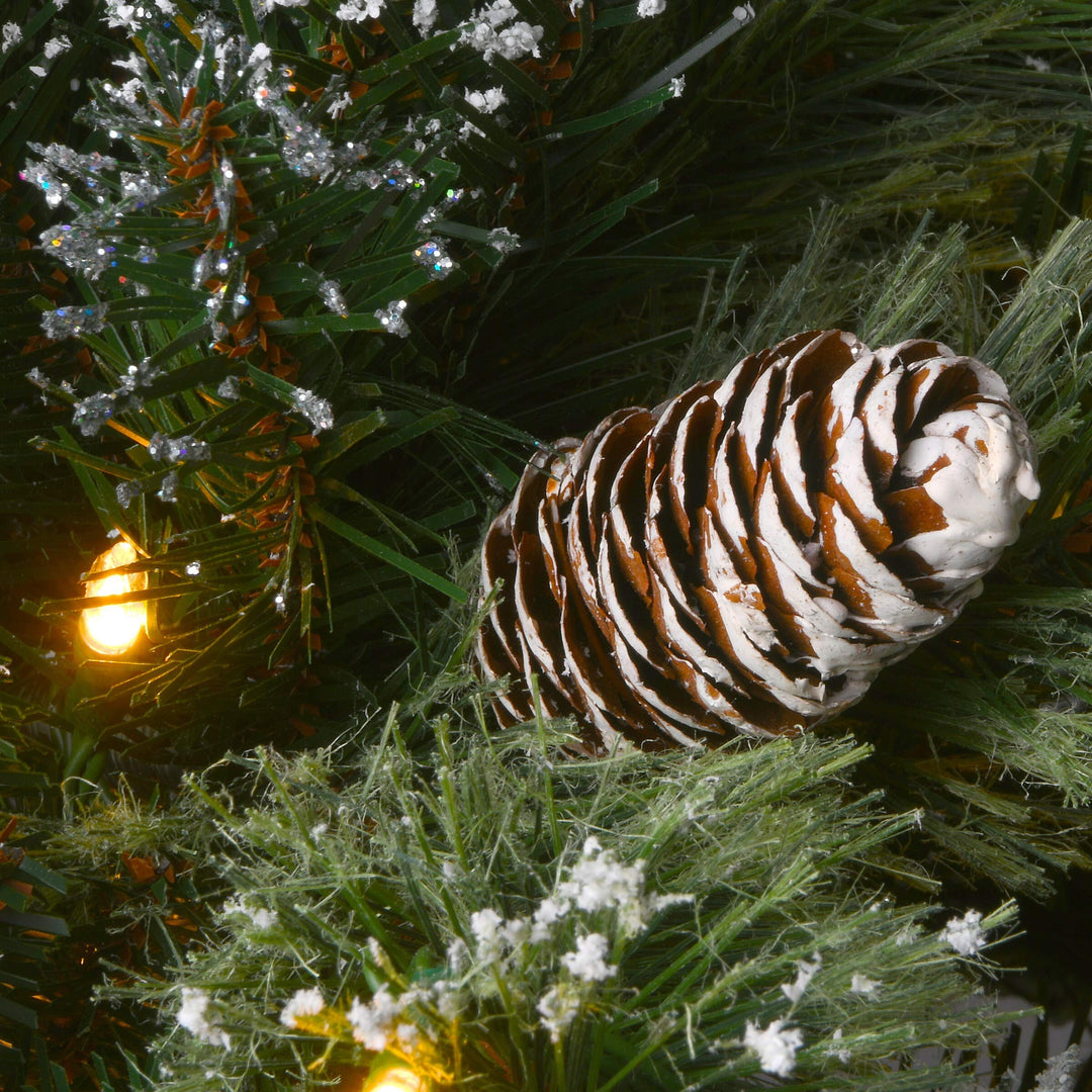 36" Glittery Bristle Pine Urn Filler Green Led Lights - Diamond Home USA