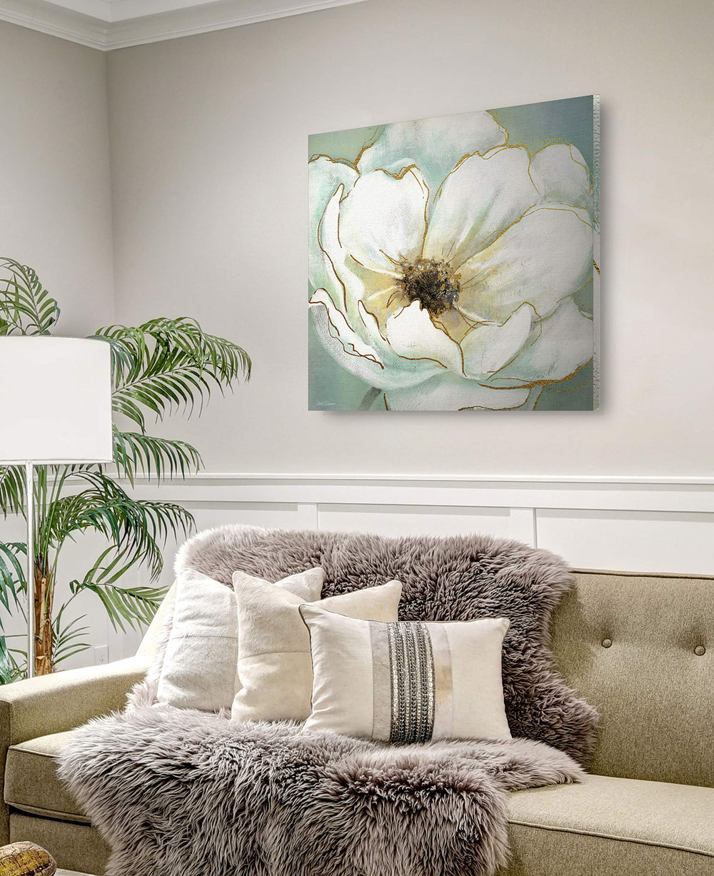 Wexford Home Soft Teal Splendor Gallery Wrapped Canvas Wall Art 32x32 Multicolor - Diamond Home USA