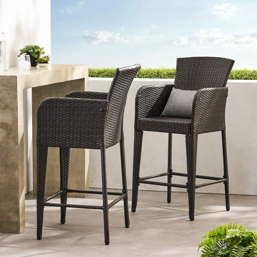 Christopher Knight Home Anaya Wicker Bar Stool 45" Multibrown - Diamond Home USA