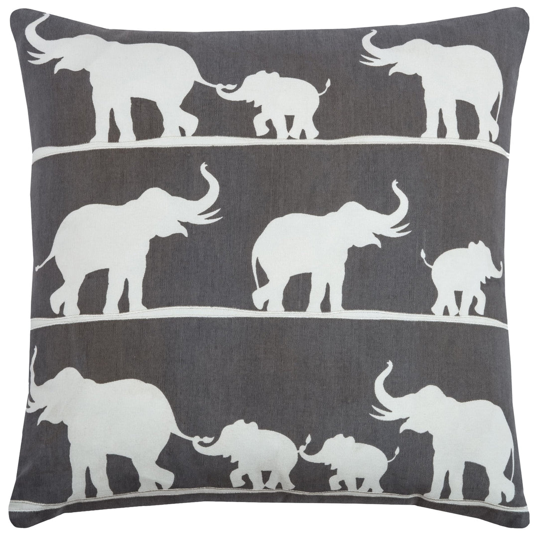 Stripes of Elephants Throw Pillow Grey Animal Farmhouse Modern Contemporary