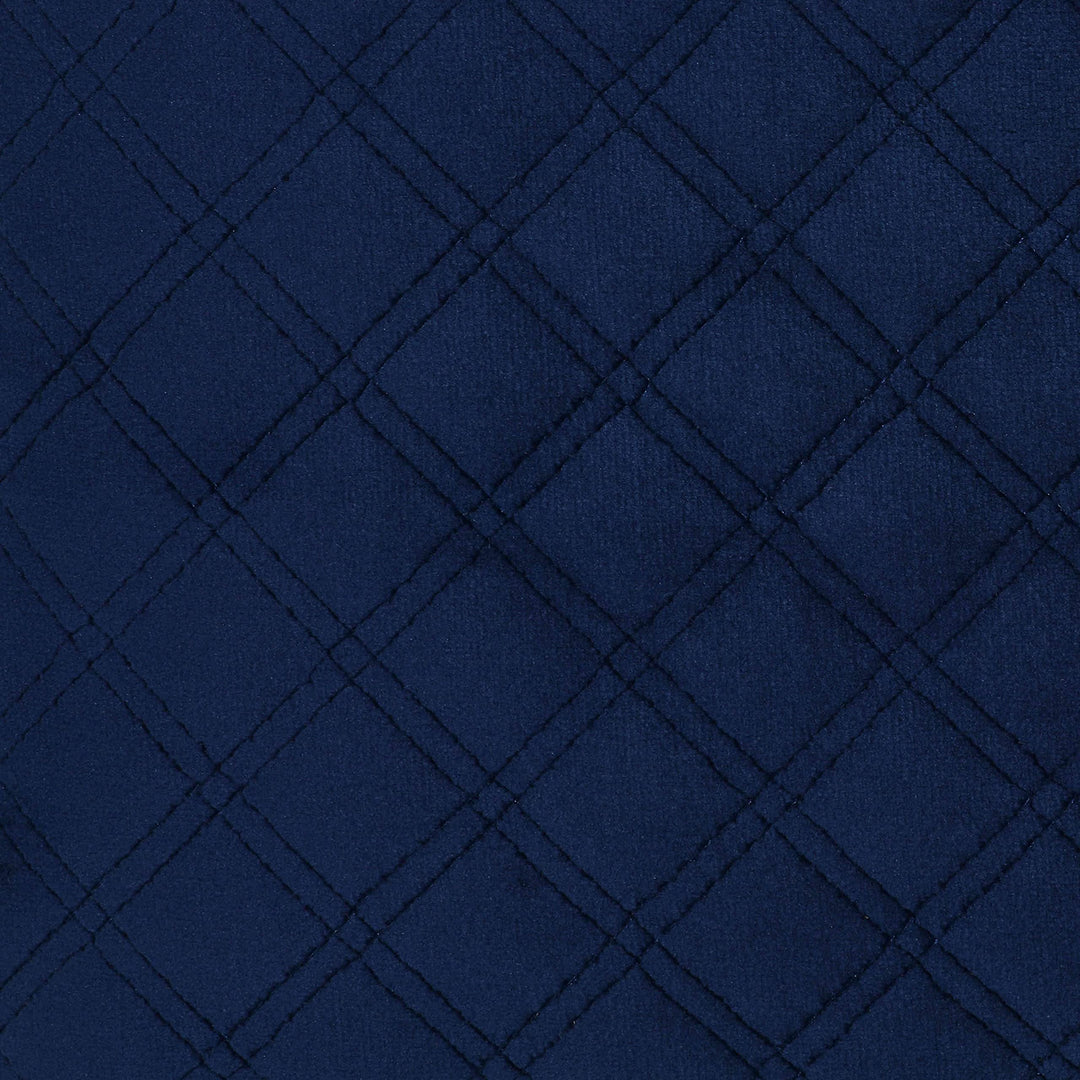 Cube Ottoman in Navy Blue Velvet Modern Contemporary Solid Square Wood - Diamond Home USA