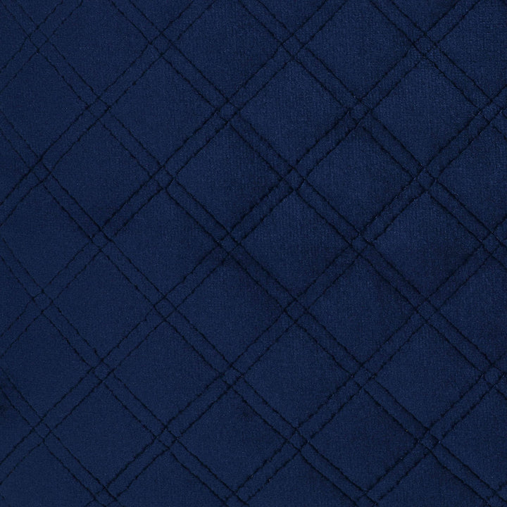 Cube Ottoman in Navy Blue Velvet Modern Contemporary Solid Square Wood - Diamond Home USA