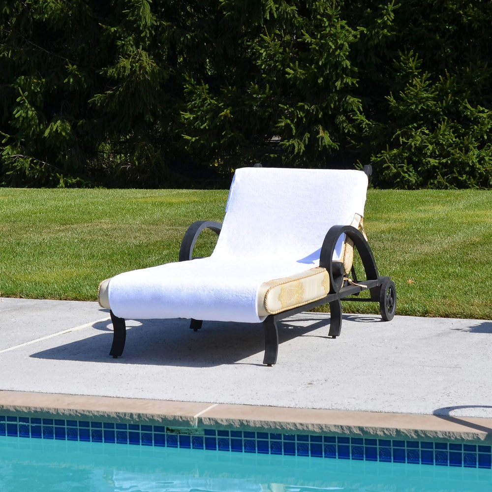 Turkish Cotton Standard Size Chaise Lounge Towel Cover White Solid Color - Diamond Home USA