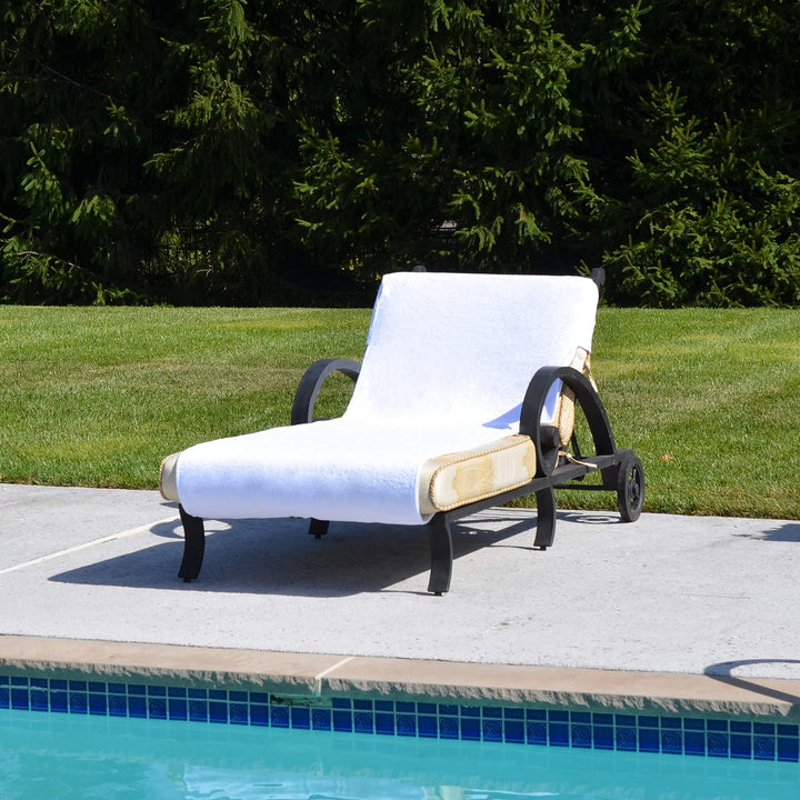 Turkish Cotton Standard Size Chaise Lounge Towel Cover White Solid Color - Diamond Home USA