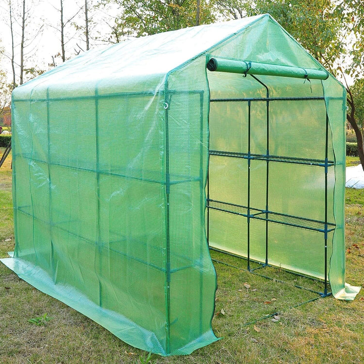 8' X 6' 7' Portable W/Shelves Green - Diamond Home USA