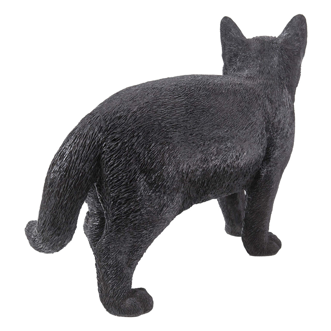 Black Cat Walking Looking Left Statue Polyresin - Diamond Home USA