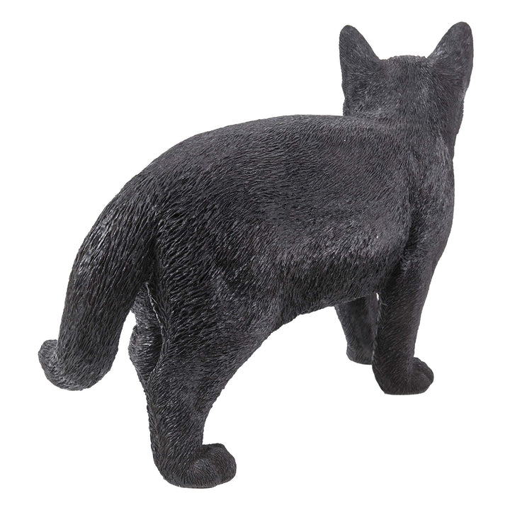 Black Cat Walking Looking Left Statue Polyresin - Diamond Home USA